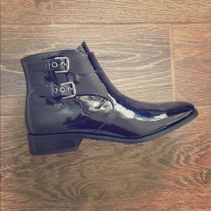 Franco Sarto Patent Black Booties